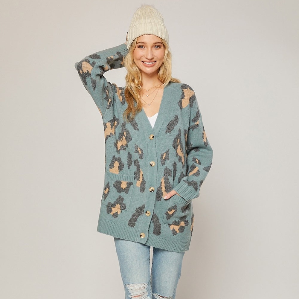 Button Up Leopard Cardigan